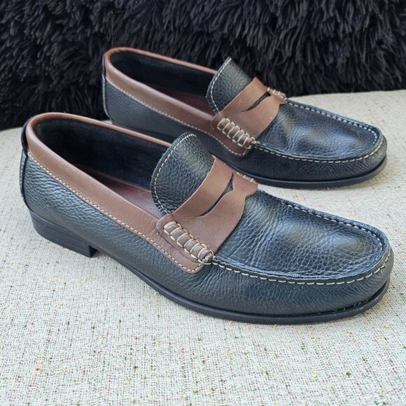 Florshiem Men Shoes Black/Brown Leather Upper Slip On Dress Shoes Size 8 - Picture 3 of 11